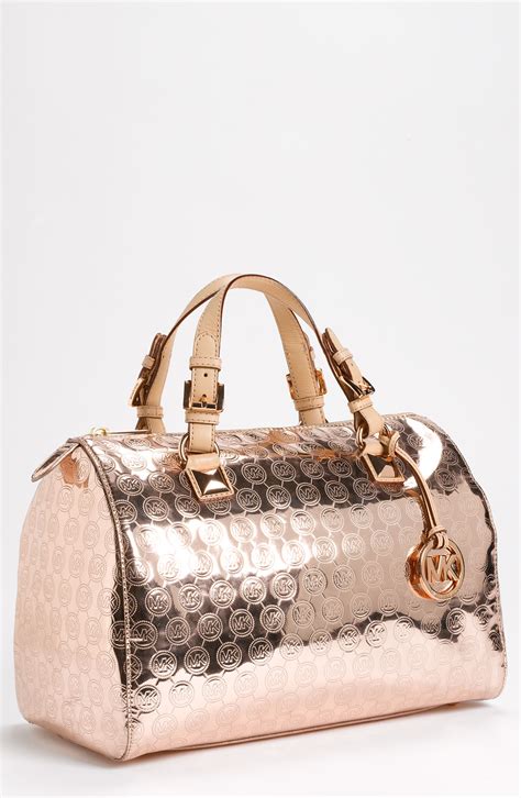 michael kors grey and rose gold purse